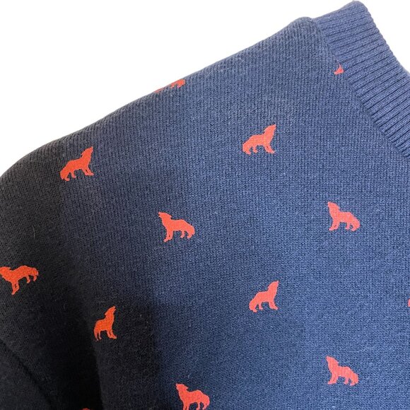 21 Men An American Brand Howling Wolf Dog Animal Print Sweatshirt L Blue Red - Picture 3 of 7